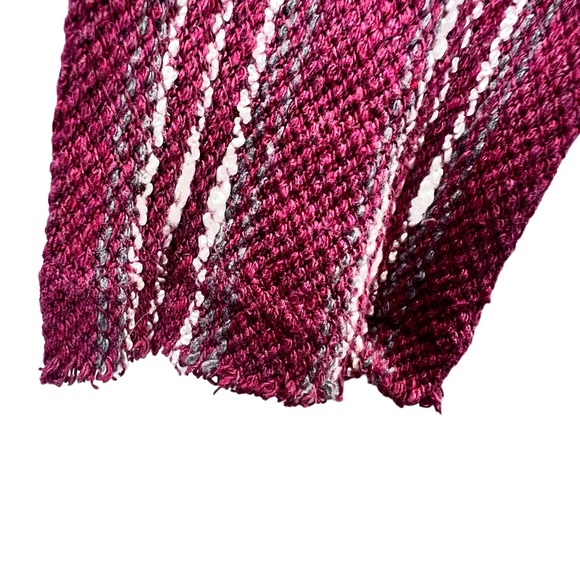 STORIA Cropped Top Size L Crop Long Sleeve Stripes Pullover Round Neck Raw Edge - Picture 9 of 10